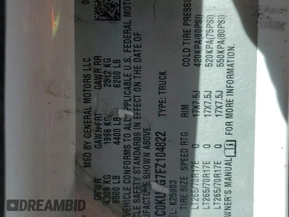 ✅ 2015 Chevrolet Silverado 2500HD Work Truck • VIN: 1GC0KUEG7FZ104822 • Lot: 71017995. Listed on Copart with 330,859 mi. Free auction sales archive from the USA and detailed vehicle history report at DreamBid. Image 12.