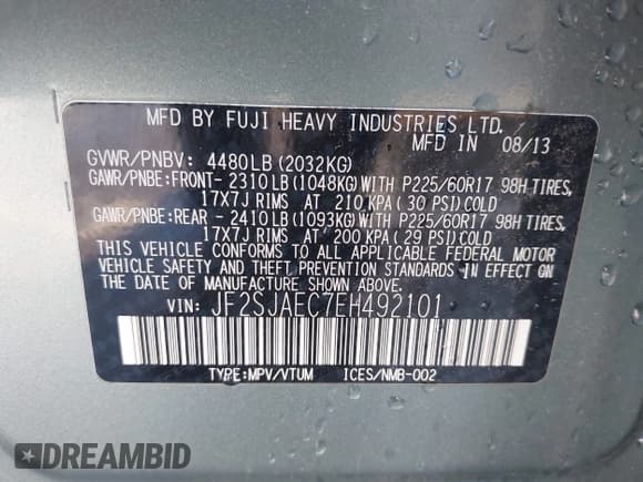 ✅ 2014 Subaru Forester Premium • VIN: JF2SJAEC7EH492101 • Lot: 43771288. Wystawiony na IAAI z przebiegiem 117 636 mil. Bezpłatny archiwum sprzedaży aukcyjnych z USA i szczegółowy raport historii pojazdu na DreamBid. Zdjęcie 9.