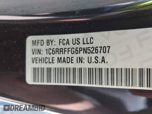 2023 Ram 1500 Big Horn с VIN 1C6RRFFG6PN526707, выставлен на аукционе IAAI как лот 43459041 с пробегом 99 694 миль миль и . История ставок и продаж доступна на DreamBid. Изображение 9.