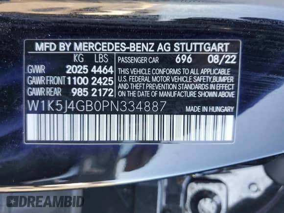 2023 Mercedes-Benz CLA 250 с VIN W1K5J4GB0PN334887, выставлен на аукционе Copart как лот 70424815 с пробегом 26 987 миль миль и Списание • Salvage title. История ставок и продаж доступна на DreamBid. Изображение 12.