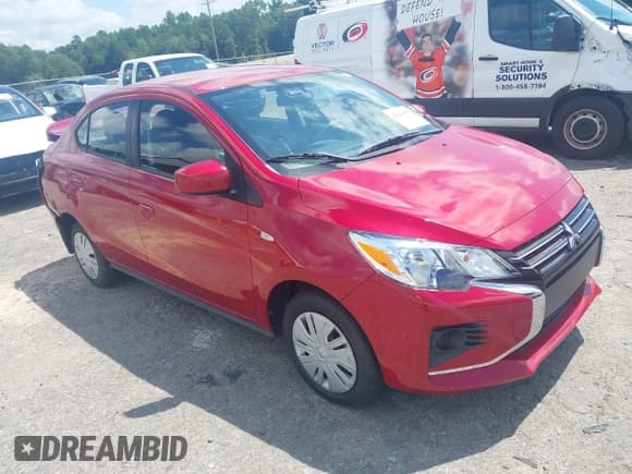 ✅ 2023 Mitsubishi Mirage ES • VIN: ML32FUFJXPHF03468 • Lot: 42643599. Listed on IAAI with 8,588 mi. Free auction sales archive from the USA and detailed vehicle history report at DreamBid. Image 1.