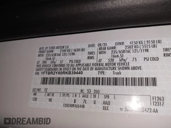 ✅ 2024 Ford Transit Cargo • VIN: 1FTBR2Y80RKB39440 • Лот: 41518278. Опубликован ранее на IAAI с пробегом 1 111 миль. Бесплатный доступ к архиву аукционных продаж из США и подробный отчёт об истории автомобиля на DreamBid. Изображение 9.