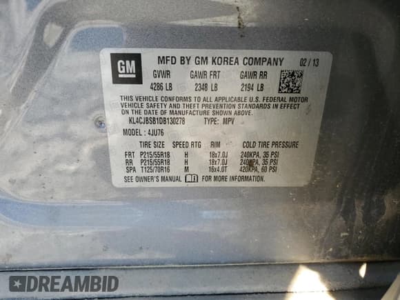 ✅ 2013 Buick Encore Convenience • VIN: KL4CJBSB1DB130278 • Лот: 86465855. Опубликован ранее на Copart с пробегом 74 050 миль. Бесплатный доступ к архиву аукционных продаж из США и подробный отчёт об истории автомобиля на DreamBid. Изображение 12.