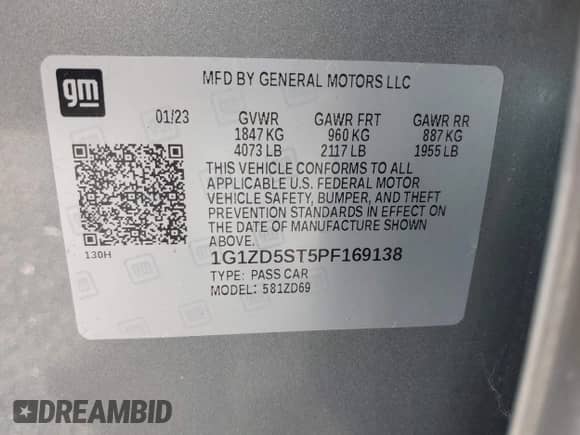 2023 Chevrolet Malibu LT z VIN 1G1ZD5ST5PF169138, wystawiony jako IAAI lot #43275364 z przebiegiem 76 884 mil mil oraz . Historia ofert i sprzedaży dostępna na DreamBid. Obrazek 9.