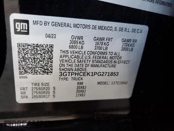 ✅ 2023 GMC Sierra 1500 Elevation • VIN: 3GTPHCEK1PG271853 • Lot: 42297985. Listed on Copart with 20,267 mi. Free auction sales archive from the USA and detailed vehicle history report at DreamBid. Image 12.