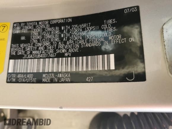 ✅ 2004 Lexus RX 330 • VIN: JTJGA31U840017467 • Lot: 89551805. Wystawiony na Copart z przebiegiem 176 712 mil. Bezpłatny archiwum sprzedaży aukcyjnych z USA i szczegółowy raport historii pojazdu na DreamBid. Zdjęcie 12.