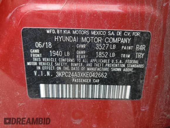 2019 Hyundai Accent SE с VIN 3KPC24A3XKE042662, выставлен на аукционе Copart как лот 50794194 с пробегом 137 494 миль миль и Списание • Salvage title. История ставок и продаж доступна на DreamBid. Изображение 12.