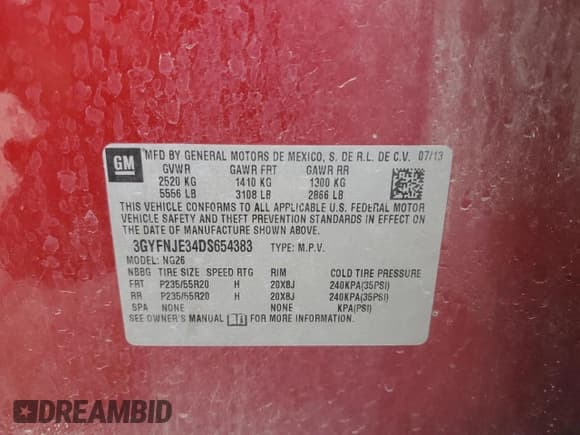 ✅ 2013 Cadillac SRX Premium Collection • VIN: 3GYFNJE34DS654383 • Lot: 84997955. Wystawiony na Copart z przebiegiem 121 842 mil. Bezpłatny archiwum sprzedaży aukcyjnych z USA i szczegółowy raport historii pojazdu na DreamBid. Zdjęcie 14.