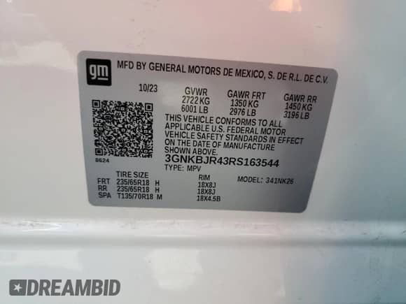 2024 Chevrolet Blazer LT with VIN 3GNKBJR43RS163544, listed as a Copart auction lot 70985814 with 20,973 mi miles and Salvage title. Bid and sale history available at DreamBid. Image 14.