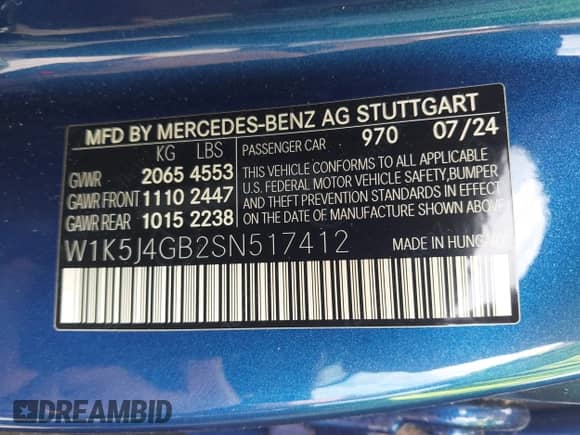 2025 Mercedes-Benz CLA 250 с VIN W1K5J4GB2SN517412, выставлен на аукционе IAAI как лот 42625690 с пробегом 1 047 миль миль и . История ставок и продаж доступна на DreamBid. Изображение 9.