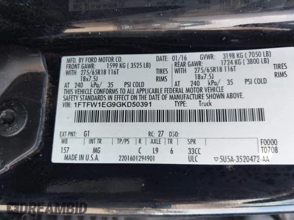 ✅ 2016 Ford F-150 XLT • VIN: 1FTFW1EG9GKD50391 • Lot: 42868385. Listed on IAAI with 244,743 mi. Free auction sales archive from the USA and detailed vehicle history report at DreamBid. Image 9.