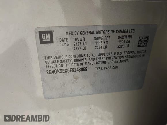 ✅ 2015 Buick Regal • VIN: 2G4GK5EX5F9248069 • Lot: 43376612. Listed on IAAI with 135,791 mi. Free auction sales archive from the USA and detailed vehicle history report at DreamBid. Image 9.