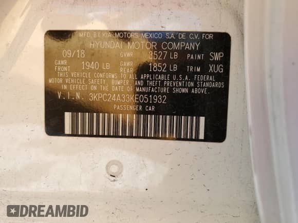 2019 Hyundai Accent SE with VIN 3KPC24A33KE051932, listed as a Copart auction lot 81749675 with 151,608 mi miles and Salvage title. Bid and sale history available at DreamBid. Image 12.