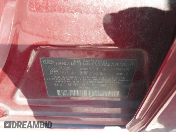 2009 Hyundai Sonata SE with VIN 5NPEU46F99H522994, listed as a IAAI auction lot 41699420 with 143,248 mi miles and . Bid and sale history available at DreamBid. Image 9.