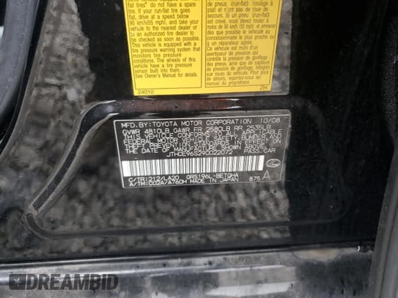 ✅ 2009 Lexus GS 350 • VIN: JTHCE96S290022072 • Lot: 90283425. Listed on Copart with Not provided. Free auction sales archive from the USA and detailed vehicle history report at DreamBid. Image 12.