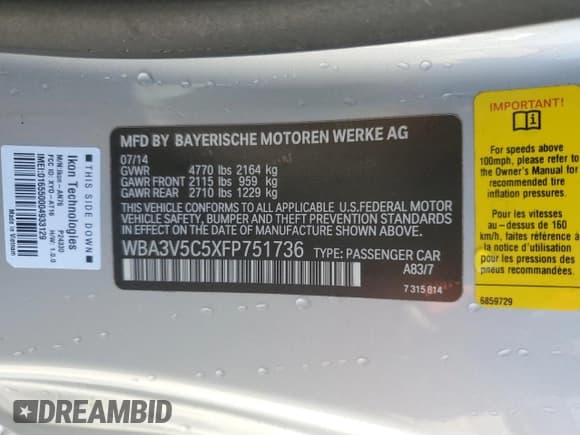 ✅ 2015 BMW 4 Series 428i • VIN: WBA3V5C5XFP751736 • Lot: 89440645. Wystawiony na Copart z przebiegiem 64 903 mil. Bezpłatny archiwum sprzedaży aukcyjnych z USA i szczegółowy raport historii pojazdu na DreamBid. Zdjęcie 13.