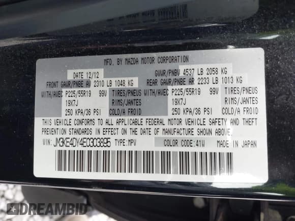 ✅ 2014 Mazda CX-5 Grand Touring • VIN: JM3KE4DY4E0303895 • Lot: 43521420. Listed on IAAI with 167,219 mi. Free auction sales archive from the USA and detailed vehicle history report at DreamBid. Image 9.