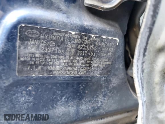 ✅ 2005 Hyundai Sonata GLS • VIN: KMHWF35H85A194475 • Лот: 42872715. Опубликован ранее на Copart с пробегом Не указан. Бесплатный доступ к архиву аукционных продаж из США и подробный отчёт об истории автомобиля на DreamBid. Изображение 14.