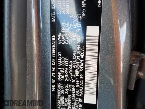 ✅ 2017 Volvo V90 • VIN: YV4A22NL2H1006186 • Лот: 80231784. Опубликован ранее на Copart с пробегом 79 486 миль. Бесплатный доступ к архиву аукционных продаж из США и подробный отчёт об истории автомобиля на DreamBid. Изображение 12.