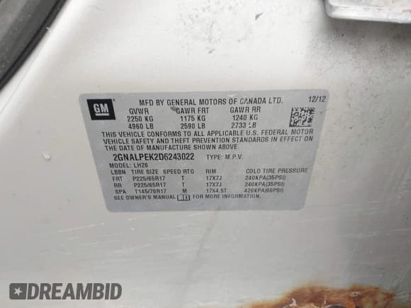 ✅ 2013 Chevrolet Equinox LT • VIN: 2GNALPEK2D6243022 • Lot: 43276849. Wystawiony na IAAI z przebiegiem 219 740 mil. Bezpłatny archiwum sprzedaży aukcyjnych z USA i szczegółowy raport historii pojazdu na DreamBid. Zdjęcie 9.