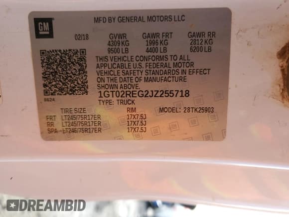 ✅ 2018 GMC Sierra 2500HD • VIN: 1GT02REG2JZ255718 • Lot: 91916345. Wystawiony na Copart z przebiegiem 200 104 mil. Bezpłatny archiwum sprzedaży aukcyjnych z USA i szczegółowy raport historii pojazdu na DreamBid. Zdjęcie 12.