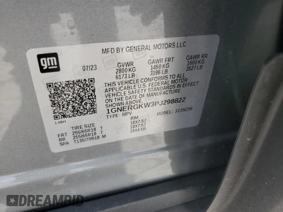 ✅ 2023 Chevrolet Traverse LT Cloth • VIN: 1GNERGKW3PJ298822 • Lot: 61220925. Listed on Copart with 19,663 mi. Free auction sales archive from the USA and detailed vehicle history report at DreamBid. Image 14.