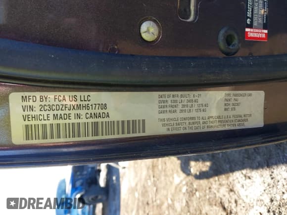 ✅ 2021 Dodge Challenger R/T Scat Pack Widebody • VIN: 2C3CDZFJXMH617708 • Лот: 43513517. Опубликован ранее на IAAI с пробегом 62 939 миль. Бесплатный доступ к архиву аукционных продаж из США и подробный отчёт об истории автомобиля на DreamBid. Изображение 9.