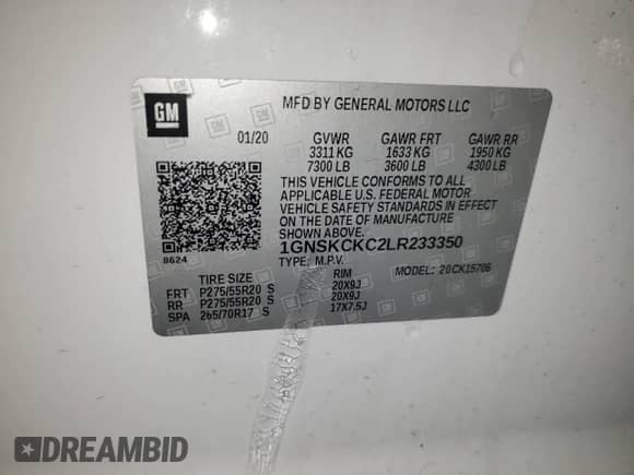 2020 Chevrolet Tahoe Premier with VIN 1GNSKCKC2LR233350, listed as a Copart auction lot 45846135 with 101,476 mi miles and Salvage title. Bid and sale history available at DreamBid. Image 16.