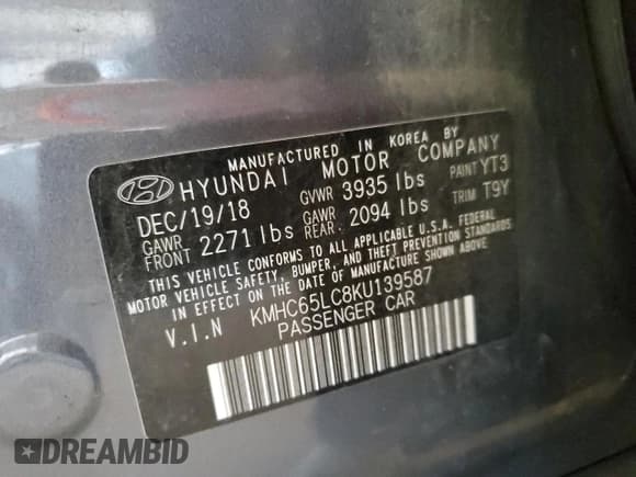 ✅ 2019 Hyundai Ioniq Blue • VIN: KMHC65LC8KU139587 • Lot: 46836045. Wystawiony na Copart z przebiegiem 74 297 mil. Bezpłatny archiwum sprzedaży aukcyjnych z USA i szczegółowy raport historii pojazdu na DreamBid. Zdjęcie 13.