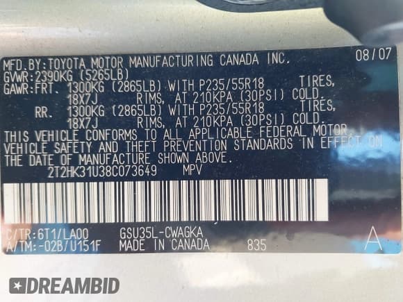 ✅ 2008 Lexus RX 350 • VIN: 2T2HK31U38C073649 • Lot: 43583248. Listed on IAAI with 151,975 mi. Free auction sales archive from the USA and detailed vehicle history report at DreamBid. Image 9.