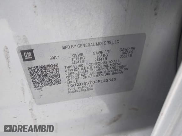 ✅ 2018 Chevrolet Malibu LT • VIN: 1G1ZD5ST0JF143540 • Lot: 42737601. Listed on IAAI with 142,193 mi. Free auction sales archive from the USA and detailed vehicle history report at DreamBid. Image 9.