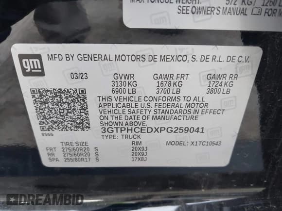 ✅ 2023 GMC Sierra 1500 Elevation • VIN: 3GTPHCEDXPG259041 • Lot: 42031621. Listed on IAAI with 22,266 mi. Free auction sales archive from the USA and detailed vehicle history report at DreamBid. Image 9.