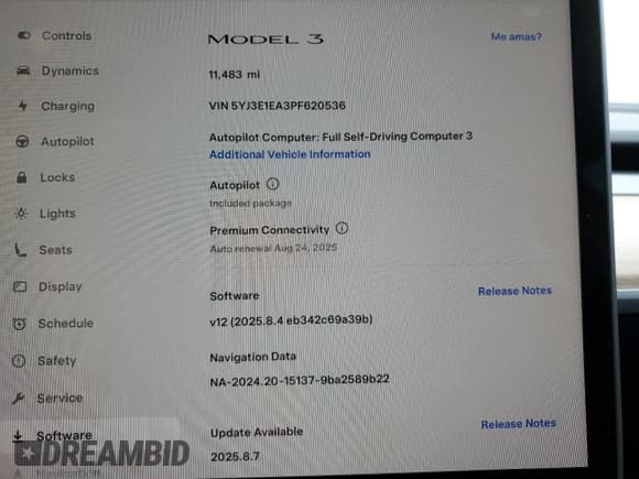 ✅ 2023 Tesla Model 3 • VIN: 5YJ3E1EA3PF620536 • Лот: 54509885. Опубликован ранее на Copart с пробегом 11 483 миль. Бесплатный доступ к архиву аукционных продаж из США и подробный отчёт об истории автомобиля на DreamBid. Изображение 9.