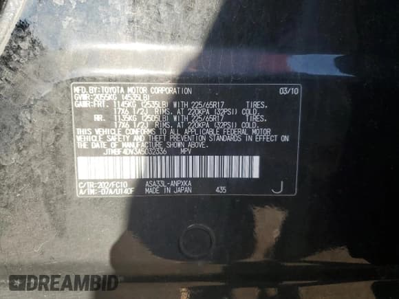 ✅ 2010 Toyota RAV4 • VIN: JTMBF4DV3A5032336 • Лот: 91423425. Опубликован ранее на Copart с пробегом 167 914 миль. Бесплатный доступ к архиву аукционных продаж из США и подробный отчёт об истории автомобиля на DreamBid. Изображение 12.