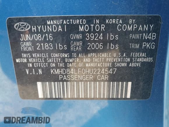 ✅ 2017 Hyundai Elantra SE • VIN: KMHD84LF0HU224547 • Lot: 43372298. Listed on IAAI with 75,414 mi. Free auction sales archive from the USA and detailed vehicle history report at DreamBid. Image 9.