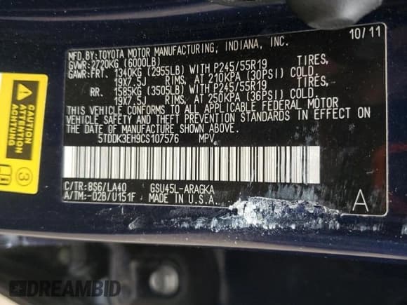 ✅ 2012 Toyota Highlander Limited • VIN: 5TDDK3EH9CS107576 • Лот: 91331915. Опубликован ранее на Copart с пробегом 310 534 миль. Бесплатный доступ к архиву аукционных продаж из США и подробный отчёт об истории автомобиля на DreamBid. Изображение 13.