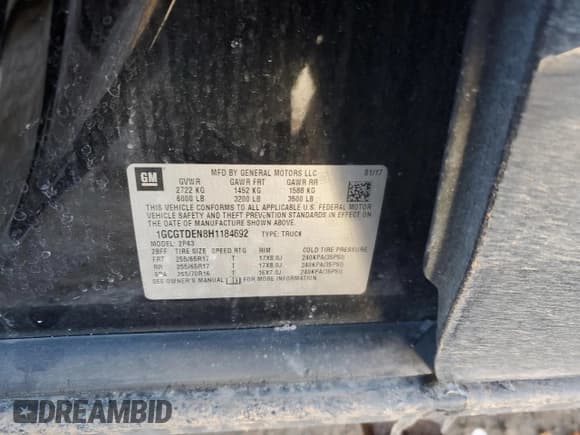 ✅ 2017 Chevrolet Colorado 4WD Z71 • VIN: 1GCGTDEN8H1184692 • Lot: 41817855. Listed on Copart with 108,872 mi. Free auction sales archive from the USA and detailed vehicle history report at DreamBid. Image 12.