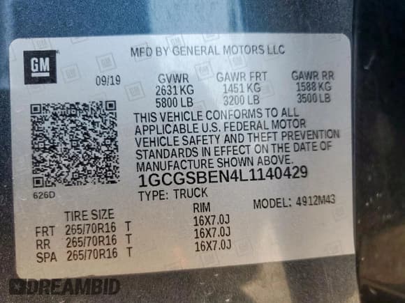 ✅ 2020 Chevrolet Colorado 2WD Work Truck • VIN: 1GCGSBEN4L1140429 • Lot: 84035165. Wystawiony na Copart z przebiegiem 82 488 mil. Bezpłatny archiwum sprzedaży aukcyjnych z USA i szczegółowy raport historii pojazdu na DreamBid. Zdjęcie 12.