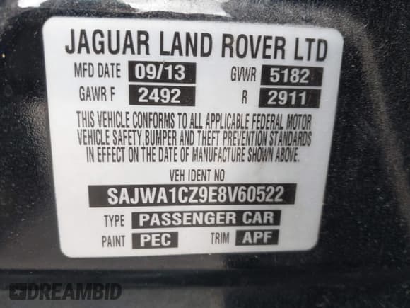 ✅ 2014 Jaguar XJ • VIN: SAJWA1CZ9E8V60522 • Лот: 41919728. Опубликован ранее на IAAI с пробегом 122 184 миль. Бесплатный доступ к архиву аукционных продаж из США и подробный отчёт об истории автомобиля на DreamBid. Изображение 9.