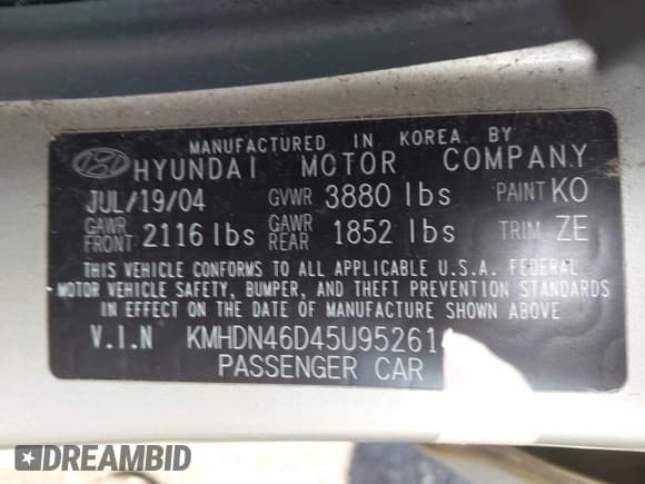 ✅ 2005 Hyundai Elantra GLS • VIN: KMHDN46D45U952614 • Lot: 42533977. Wystawiony na IAAI z przebiegiem 45 119 mil. Bezpłatny archiwum sprzedaży aukcyjnych z USA i szczegółowy raport historii pojazdu na DreamBid. Zdjęcie 9.