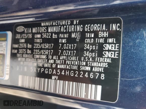 ✅ 2017 Kia Sorento LX • VIN: 5XYPGDA54HG224678 • Лот: 91012985. Опубликован ранее на Copart с пробегом 86 810 миль. Бесплатный доступ к архиву аукционных продаж из США и подробный отчёт об истории автомобиля на DreamBid. Изображение 13.