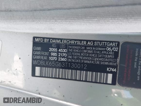 ✅ 2003 Mercedes-Benz CLK 320 • VIN: WDBLK65G63T130012 • Лот: 43551022. Опубликован ранее на IAAI с пробегом Не указан. Бесплатный доступ к архиву аукционных продаж из США и подробный отчёт об истории автомобиля на DreamBid. Изображение 9.