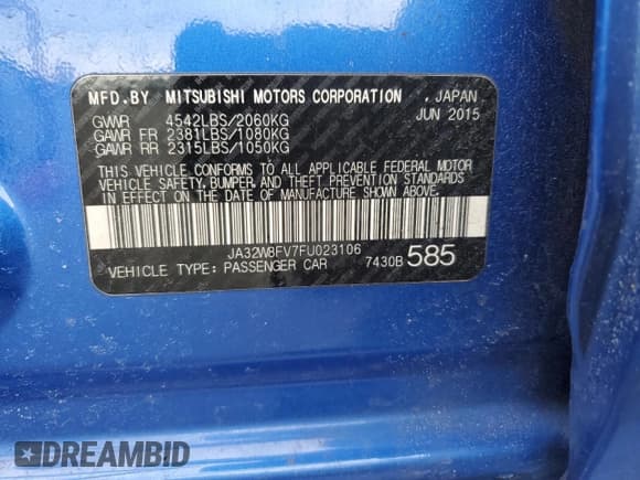 ✅ 2015 Mitsubishi Lancer Evolution GSR • VIN: JA32W8FV7FU023106 • Lot: 40867084. Wystawiony na Copart z przebiegiem 103 964 mil. Bezpłatny archiwum sprzedaży aukcyjnych z USA i szczegółowy raport historii pojazdu na DreamBid. Zdjęcie 13.