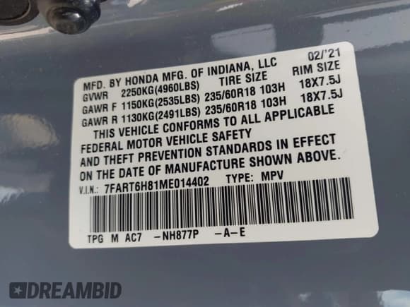 ✅ 2021 Honda CR-V EX-L • VIN: 7FART6H81ME014402 • Lot: 43217965. Wystawiony na IAAI z przebiegiem 15 091 mil. Bezpłatny archiwum sprzedaży aukcyjnych z USA i szczegółowy raport historii pojazdu na DreamBid. Zdjęcie 9.