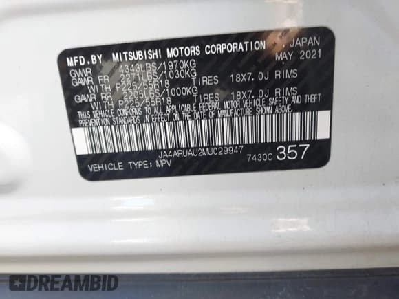 ✅ 2021 Mitsubishi Outlander ES • VIN: JA4ARUAU2MU029947 • Лот: 43573184. Опубликован ранее на IAAI с пробегом 340 миль. Бесплатный доступ к архиву аукционных продаж из США и подробный отчёт об истории автомобиля на DreamBid. Изображение 9.