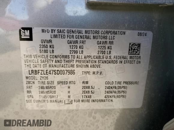 ✅ 2025 Buick Envision Sport Touring • VIN: LRBFZLE47SD007986 • Лот: 82566325. Опубликован ранее на Copart с пробегом 6 381 миль. Бесплатный доступ к архиву аукционных продаж из США и подробный отчёт об истории автомобиля на DreamBid. Изображение 12.