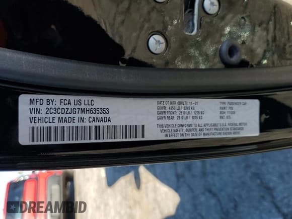 ✅ 2021 Dodge Challenger GT • VIN: 2C3CDZJG7MH635353 • Lot: 64858213. Wystawiony na Copart z przebiegiem 3 904 mil. Bezpłatny archiwum sprzedaży aukcyjnych z USA i szczegółowy raport historii pojazdu na DreamBid. Zdjęcie 13.