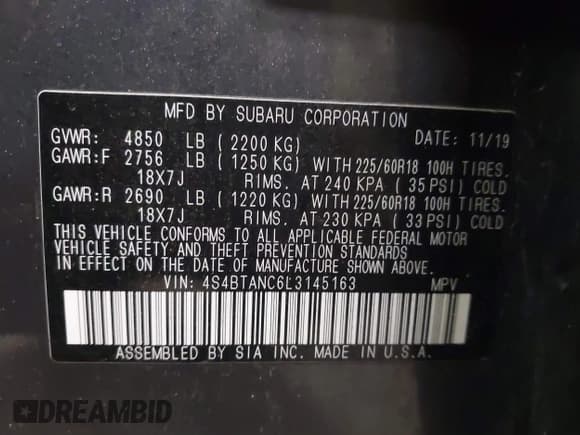 ✅ 2020 Subaru Outback Limited • VIN: 4S4BTANC6L3145163 • Лот: 43744413. Опубликован ранее на IAAI с пробегом 134 876 миль. Бесплатный доступ к архиву аукционных продаж из США и подробный отчёт об истории автомобиля на DreamBid. Изображение 9.