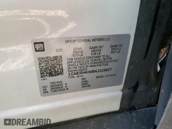 ✅ 2022 Chevrolet Traverse LT • VIN: 1GNERHKW8NJ115627 • Lot: 81198575. Wystawiony na Copart z przebiegiem Nie podano. Bezpłatny archiwum sprzedaży aukcyjnych z USA i szczegółowy raport historii pojazdu na DreamBid. Zdjęcie 13.