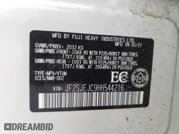 ✅ 2017 Subaru Forester i Touring • VIN: JF2SJEJC9HH544216 • Lot: 67492131. Wystawiony na Copart z przebiegiem 100 133 mil. Bezpłatny archiwum sprzedaży aukcyjnych z USA i szczegółowy raport historii pojazdu na DreamBid. Zdjęcie 10.